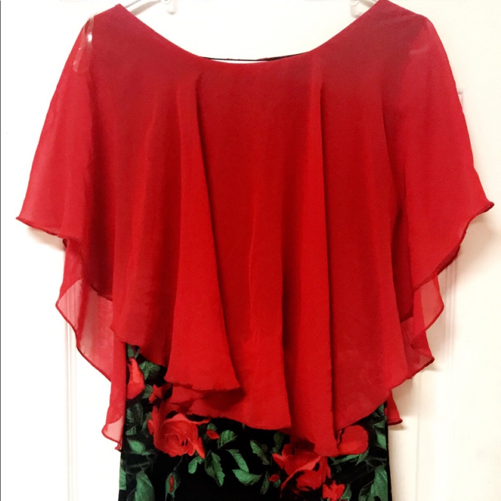 Black/red Floral Mini Dress
